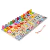 Six-in-one Magnetic Fishing, logarithm board, digital animals, fruits, traffic, beads, magnetic fishing matching, Baby multi-cognitive early education Wooden toys Item Picture